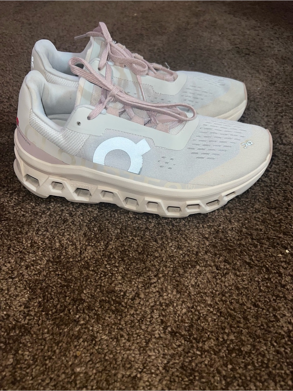 Light Pink and White Women's Cloud-Tech Cushion Sneakers - Picture 7 of 10